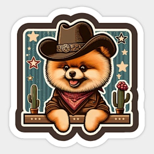 Pomeranian Cowboy Sticker